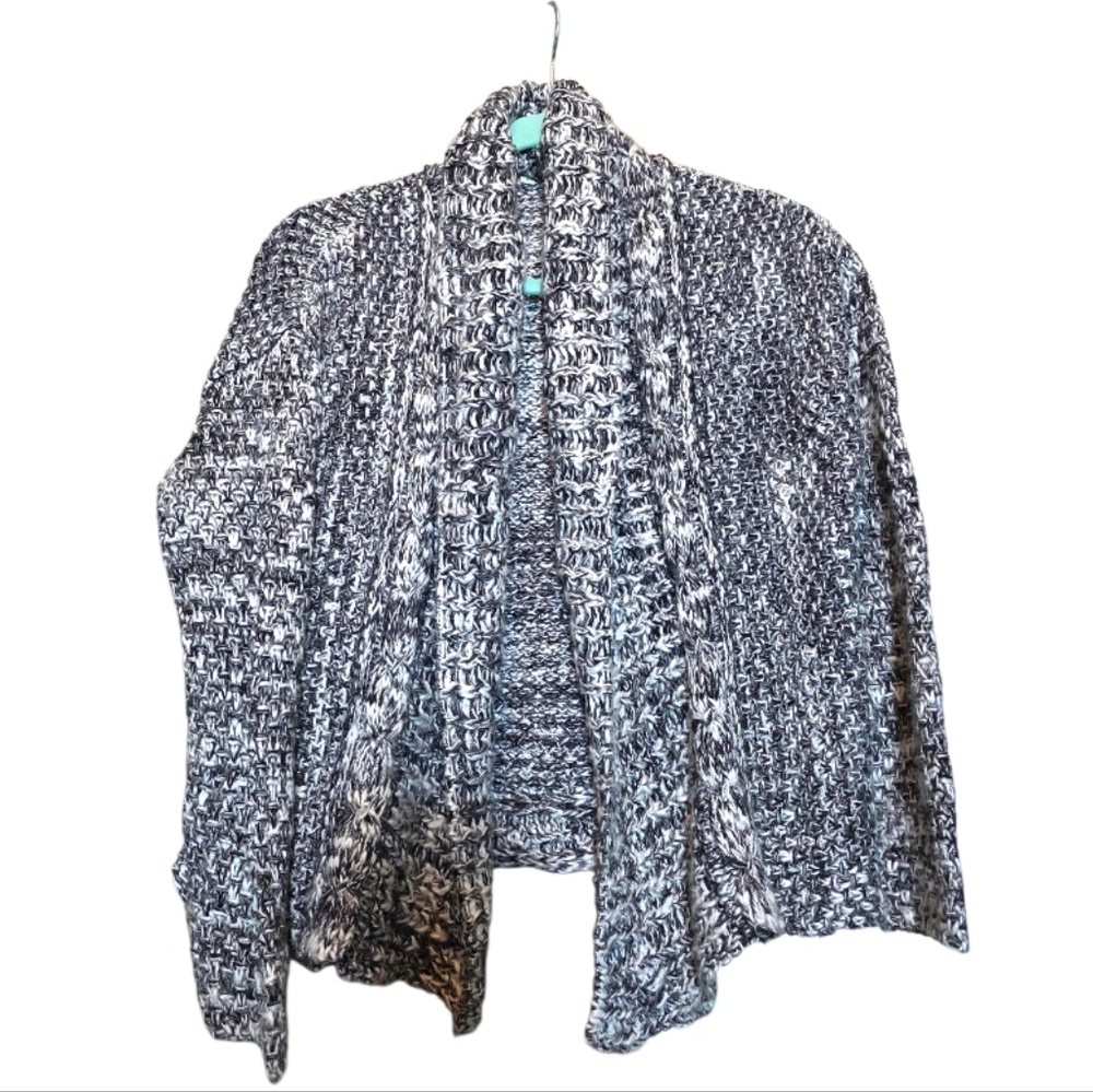 Anthropologie Moth Women's Black, White Shimmery Soft Open Cardigan Small